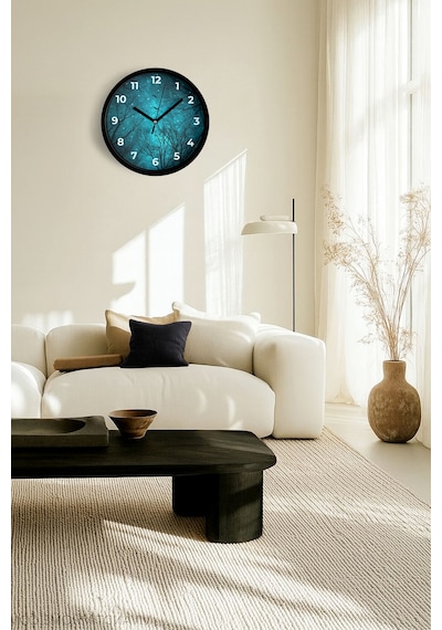 Soyut Gece Görüşü Modern Duvar Saati - 25cm - Önü Camlı Siyah Kasa - Sessiz Mekanizma-jh0836 Siyah