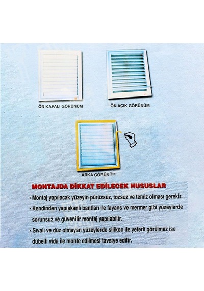 Badem10 Menfez Banyo Wc Tuvalet Havalandırma Plastik Panjur Beyaz 45x55 Cm
