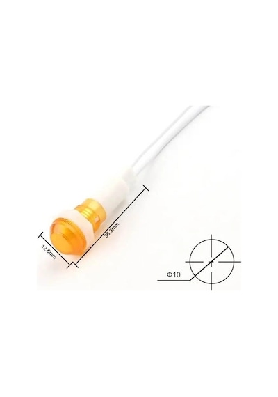 Ic-227 10mm Sinyal Lambası Plastik Kablolu 220v Sarı
