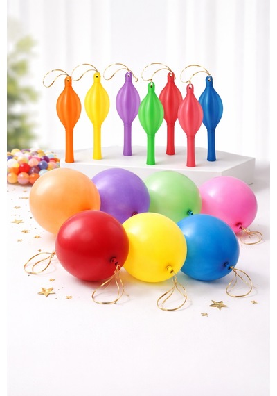Beysüs 10 Adet Lastikli Zıpzıp Balon Ipli Büyük Balon Standart
