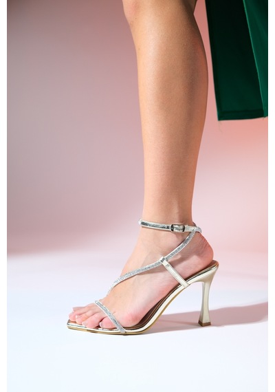 Luvishoes Almeria Altın Kadın Yüksek Topuklu Abiye Ayakkabı Altın