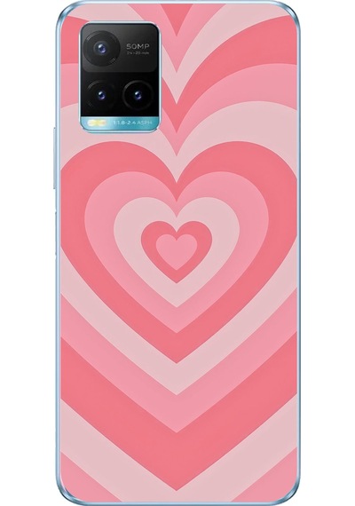 Vivo Y21s/y33s/y32 Uyumlu Pembe Kalpler Baskılı Silikon Kılıf Renkli