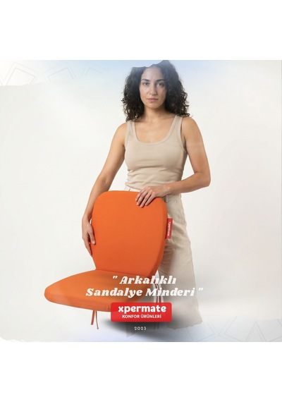 Arkalıklı Sandalye Minderi Oval Bağcıklı Mutfak Bahçe Balkon Minderi Kiremit