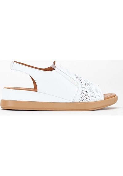 Analin Shoes Kadın Hakiki Deri Lastikli Sandalet Beyaz