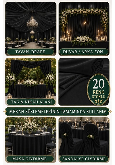 Süsleme Kumaşı 10 Metre Düğün, Davet, Organizasyon Ve Parti Süslemeleri İçin Dekoratif Kumaş Siyah Siyah Süsleme Kumaşı 10 Metre Düğün, Davet, Organizasyon Ve Parti Süslemeleri İçin Dekoratif Kumaş Siyah Siyah