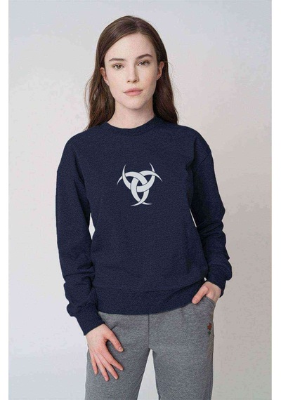 Göktürk Teşkilatı Mahsusa Baskılı Indigo Mavi Kadın Sweatshirt