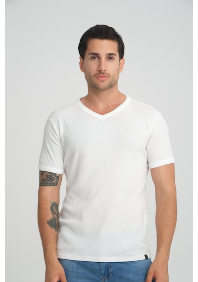 Alexander Gardi Alexandergardı Fitilli V Yaka Regular Fit T-shirt E24-74602 001