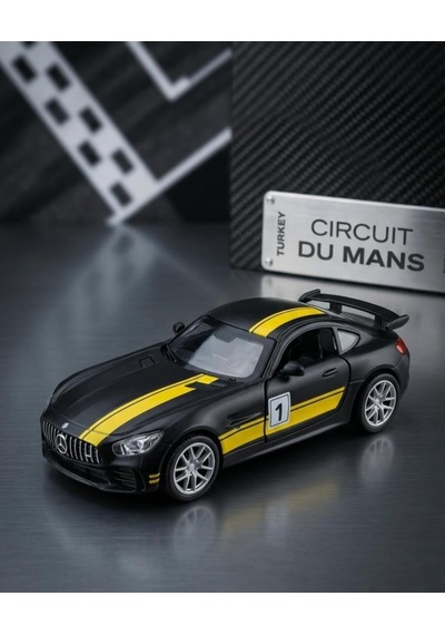 Süper Yarış Arabası Mercedes-AMG GT Çek-Bırak Açılabilir Kapılı 12 cm Oyuncak Araba Siyah