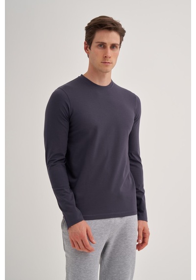 Cazador 56060 Erkek Bisiklet Yaka Sweatshirt Antrasit