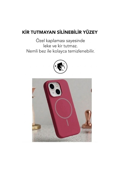 Apple İphone 13 Uyumlu Magsafe Lansman Silikon Kılıf Koyu Pembe