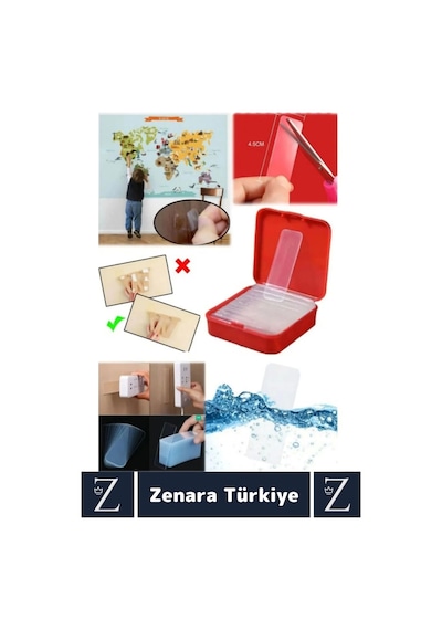 Premium Süper Güçlü Suya Toza Dayanıklı İz Bırakmaz Zararsız Nano Pu Jel Bant 60'lı Kutu