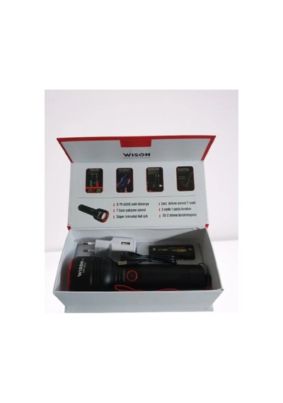 Wıson Ws-5572 20w Uzun Menzilli Şarjlı Metal El Feneri 5580 Çok renkli