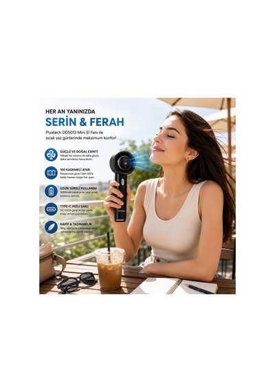 Dd5013 Dijital Göstergeli Ultra Yüksek Hızlı Mini El Fanı 100 Vites Ayarlı Taşınabilir Nesil Usb Vantilatör
