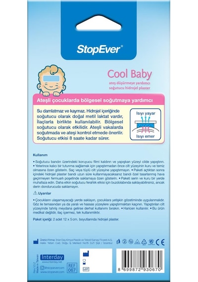 Stopever Cool Baby Ateş Düşürmeye Yardımcı Soğutucu Hidrojel Plas 6'Lı