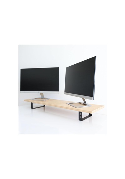 Hansdo Dual Monitör Standı İkili Monitör Standı Monitör Yükseltici Mdf Lam Safir Meşe