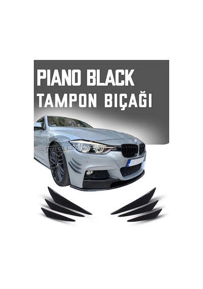 Bmw F20 Tampon Bıçağı Piano Black 6'lı Kanatlı