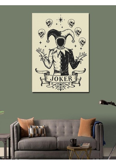 Kanvas Tablo Joker Maskesi Ve Kafatasları 50cmx70cm