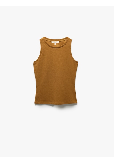 Koton Kolsuz Bisiklet Yaka Slim Fit Basic Atlet Kahverengi 5sak10020uk Kahve