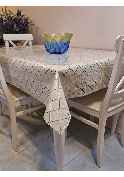 Ithal Pvc Muşamba - Desenli Silinebilir Masa Örtüsü 07iz14 Bej