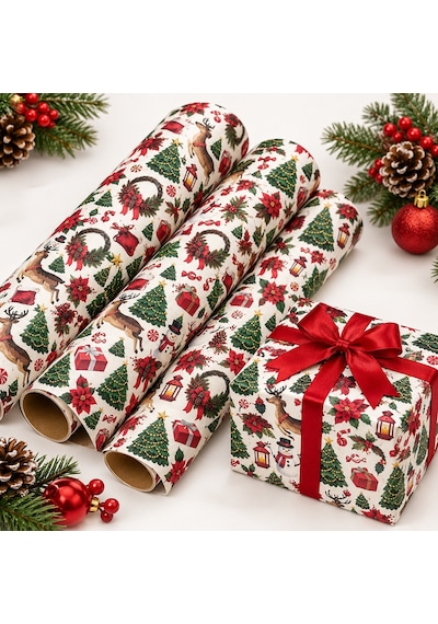 Yılbaşı Hediye Paketleme Kağıdı 25x35 Cm 1 Adet Yılbaşı Temalı Hediye Ambalaj Ve Süsleme Kağıdı