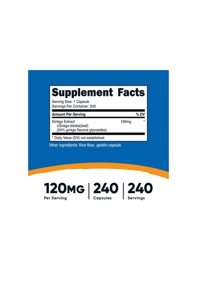 Nutricost Ginkgo Biloba Hafıza Desteği 120 Mg 240 Capsules