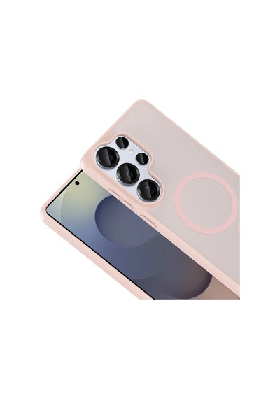 Vendas Samsung Galaxy S26 Ultra Kılıf M-safe Şarj Özellikli Zore Babet Kapak + Bilvis Cam Ekran Koruyucu Pembe