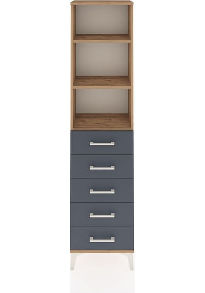 Arges Dolap 3 Raflı 5 Çekmeceli 44x30x182 Çam-antrasit Çam