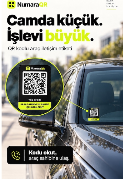 10 Lu Qr Kodlu Numaratör Seti Araç Ve Motosiklet Qr Etiket Park Numaratörü 8,5x5,5 Cm Siyah Numaraqr