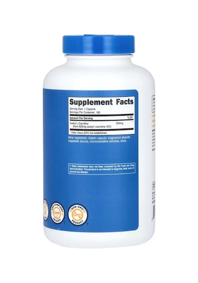 Nutricost Acetyl L-carnitine Alcar 500mg 180 Capsules 4144