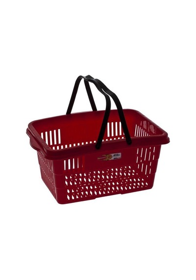 Omnipazar Sy-2260 Çift Saplı Plastik Market Taşıma Sepeti Kırmızı 6 Adet Kırmızı