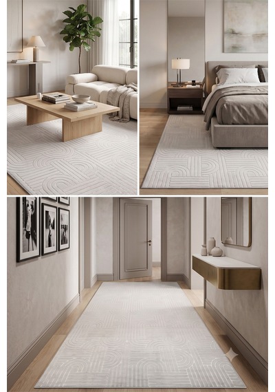Villadia Home Textile Bambu Kaymaz Taban Dört Mevsim Yıkanabilir Kesme Yolluk Halı Koridor Mutfak Salon Yatak Oturma Çocuk Odası Koridor Antre Vd9001gri Gri