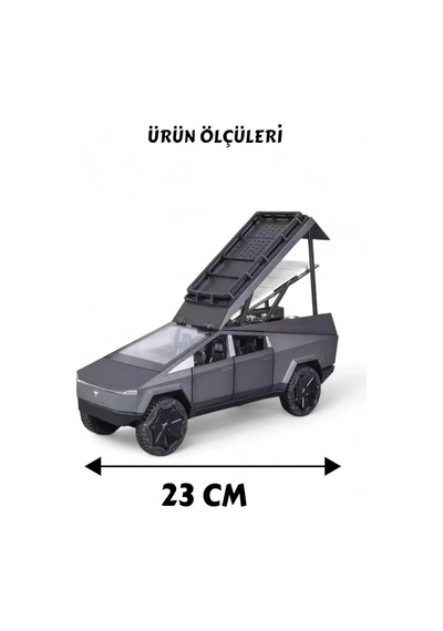 1:24 Metal Cybertruck Kamp Karavan Modelli Çek Bırak Oyuncak Araba - Sesli Işıklı Diecast Model
