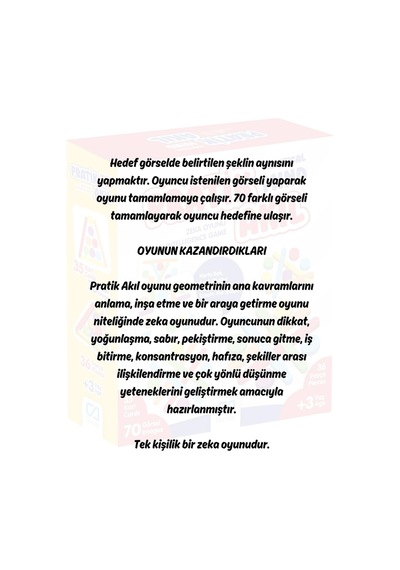 Ca Games Pratik Akıl 3+ Yaş Çocuklar İçin 36 Parça 70 Görselli Eğitici Şekil Oluşturmalı Zeka Oyunu, Sm-ca-oyun-pratıkakıl-5268