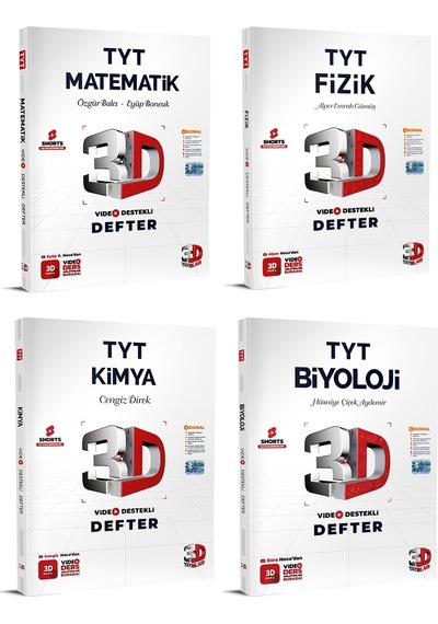3d Yayınları 2024 Tyt Matematik + Fizik + Kimya + Biyoloji Video Destekli Defter Seti 4 Kitap
