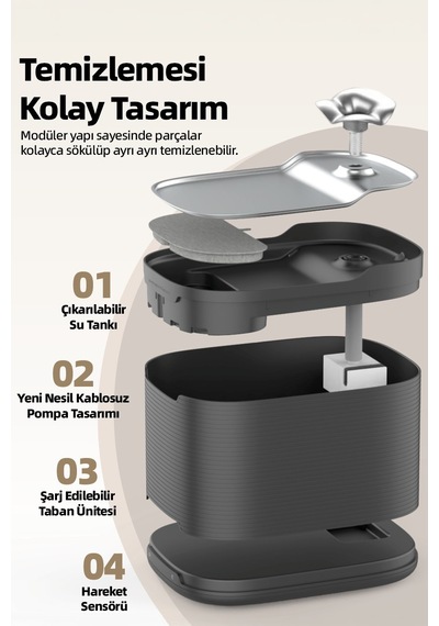 Pwf 2150 Akıllı Otomatik Sensörlü Kedi Köpek Paslanmaz Çelik Su Çeşmesi 2,5l - Petmate Flowsense - Siyah