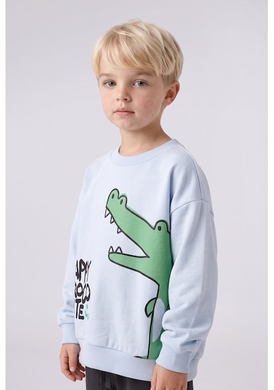 Defacto %100 Pamuk Timsah Baskılı Ve Aplike Detaylı 2li Sweatshirt Takım Erkek Bebek I3754a526wnbe771 Mavi-be771