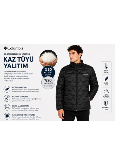 Columbia Walker Mill Fs Heat Seal Omni-heat Kaz Tüyü Erkek Mont Xo4741-010 Siyah