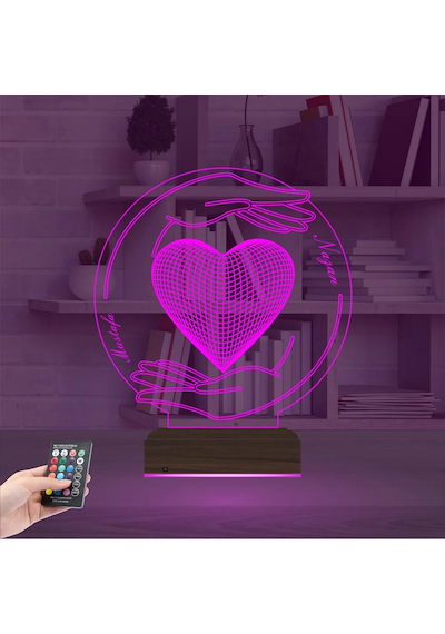 Luvivia Sevgiliye Hediye Kalp El Kişiye Özel 3d Lamba - Masa Gece Lambası