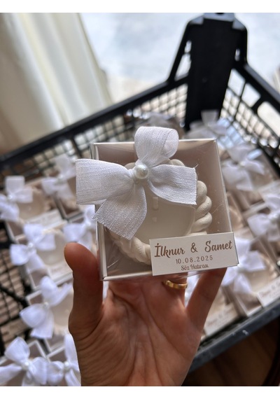 Bernami Vazo Pinterest Nikah Nişan Düğün İsime Etiket Süsleme Kurdele Kutulu Burgu Model Mum Beyaz - 10 Adet Diğer