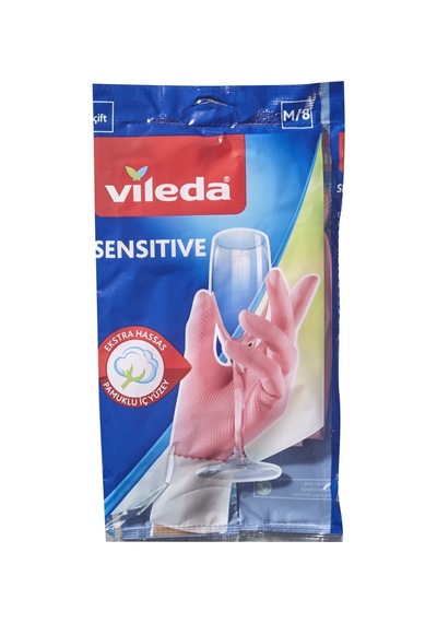 Vileda Sensitive Pink Eldiven Orta - Hassas Ciltler İçin Ekstra İnce Temizlik El 3'li Ekonomik Tarı