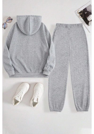 Uyguntarz Unisex Uykucu Panda Baskılı Rahat Eşofman Takımı Gri