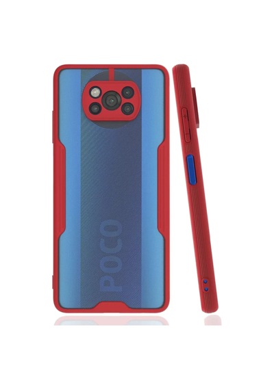 Newface Xiaomi Pocophone X3 Kılıf Platin Silikon - Kırmızı