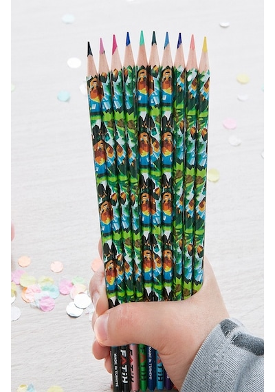 12 Li Kuru Boya Kalemi Plastik Kutu 1 Paket Fatih Mini Craft Figürlü 12 Renk Kuruboya Tam Boy Renkli Kalem Çok Renkli
