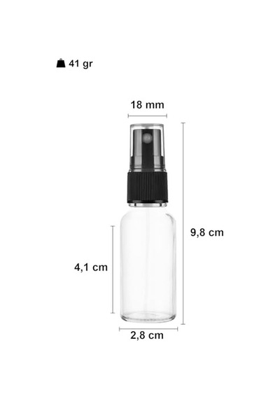 20 Ml Kapaklı Sprey Şişesi 20 Cc Fısfıs Kolonya Dezenfektan Cam Şişe 2 Adet Şeffaf Şişe Siyah Sprey, 20 Ml