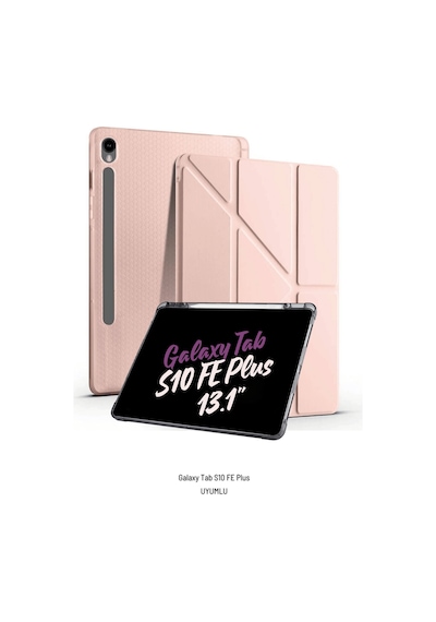 Galaxy Tab S10 Fe Plus Uyumlu 13.1 İnç Kalem Bölmeli Standlı Tri Folding Tablet Kılıfı Kapaklı Kılıf Lila