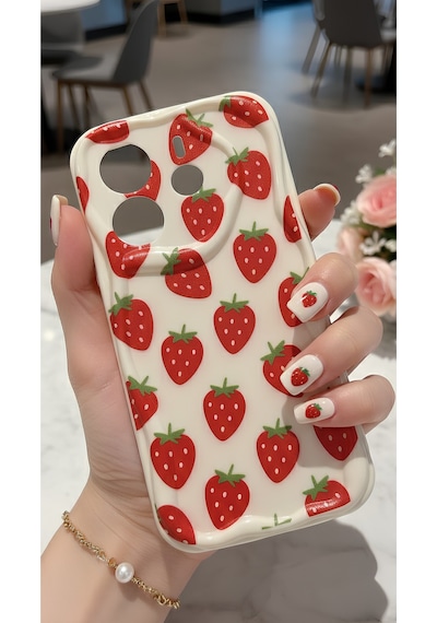 Xiaomi Redmi Note 14 4g Uyumlu Sevimli Çilek Desenli Lansman Kılıf - Darbe Emici Lüks Kapak