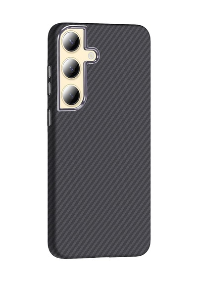 Zore Galaxy S24 Kılıf M-safe Şarj Özellikli Karbon Fiber Görünümlü Ogaa Gros Kapak - Desert Titanyum