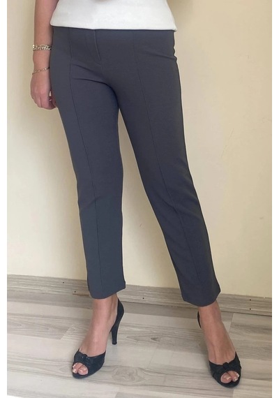 Mia Butik Dertsiz Büyük Beden Koyu Gri Toparlayıcı Kumaş Pantolon Koyu Gri