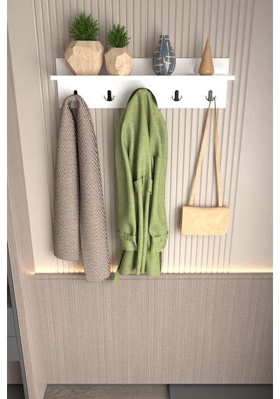 Portmanto Duvar Askılığı Elbise Askılığı 80cm Beyaz