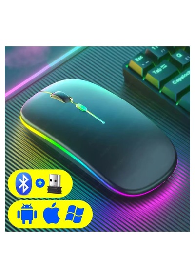 Renkli Led Şarjlı Bluetooth + 2.4g Kablosuz Mouse Çift Mod